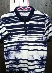 Striped Tie-Dye Polo Shirt
