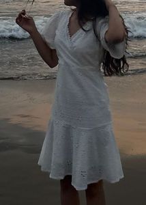 White Lace Wrap Dress