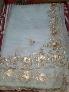 Light Blue Tissue Saree