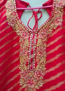 PLUS SIZE RED BANARSI SALWAR SUIT SET