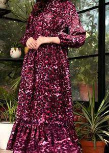 Women Animal Print A-line Dress With Bell Sleeves