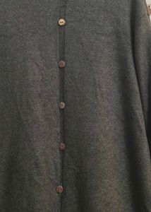 Woolen Olive Green Button-Back Dress