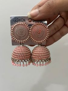 Pink Jhumka Earrings