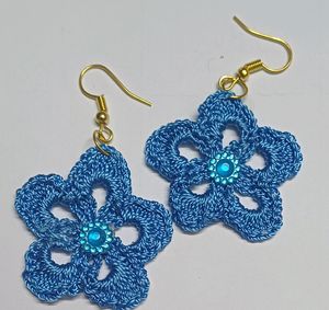 Blue Crochet Earrings