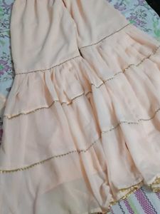 Peach Sequin Embellished Kurti With Fancy Garara