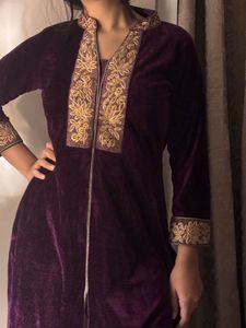Velvet Kurta with Embroidery