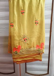 Lemon Yellow Green Saree