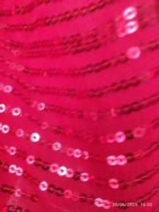 Red. Sequin Saree