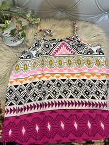 Printed, cross back top