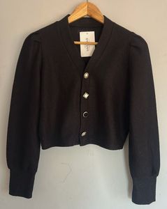 Korean Chic Black Cropped Cardigan