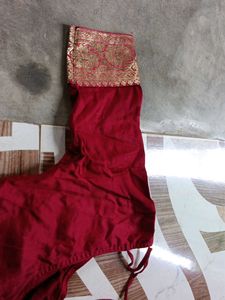 maroon blouse with golden work