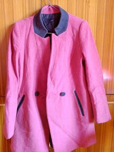 Vintage Pink Colour Long Coat For Women