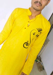 Yellow Printed Kurta