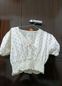 Cute Korean aesthetic white cropped top