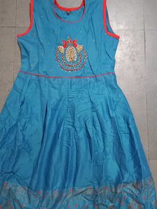 Teal Embroidered Dress