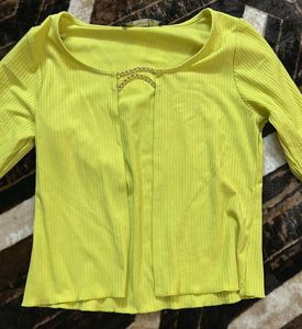 Lime Green Ribbed Crop Top &amp; Cardigan