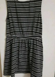 Stripped Black &amp; Grey Stylish Skirt Dress