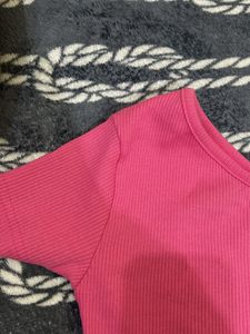 Pink Off-Shoulder Crop Top