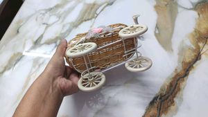 Wicker Baby Carriage Decoration