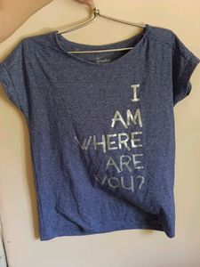 T Shirt Blue With Glitter Silver New
