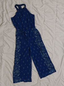 Blue Floral Print Jumpsuit
