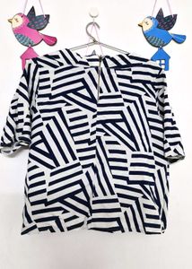Striped Geometric Print Top