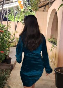 Bodycon Dress green Draped Collar Drop Shoulder