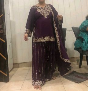 Purple Embroidered Kurta Set