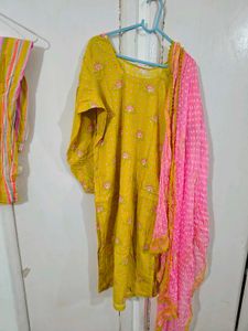 Yellow Printed Kurta Set
