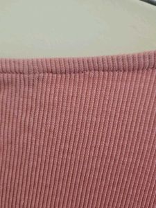 Pink Long Sleeve ribbed Crop Top