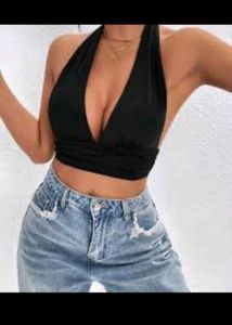 Black Halter Crop Top