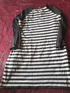 Striped Casual Dress stretchable with 2 pockets
