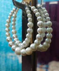 Pearl Design Hoop Earrings