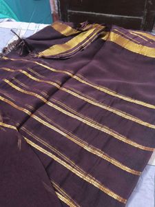 Elegant Brown Striped Saree
