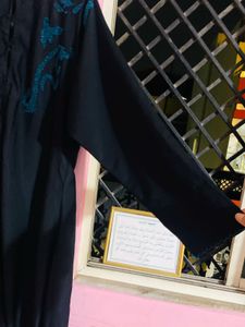 Elegant Black Abaya with Stone Work