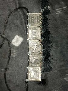 Green Maang Tikka with black necklace