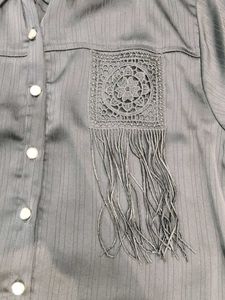 Chic Black Fringe Shirt