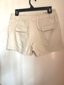 Beautiful High Waisted Beige Shorts With Ruffle