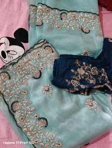 Elegant Embroidery Stone Work Saree