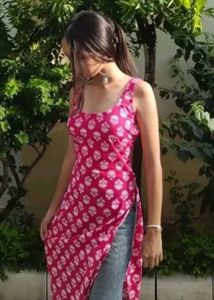 Pink Printed Kurta Size- Small