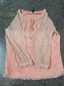 A Peach Colour Lace Top