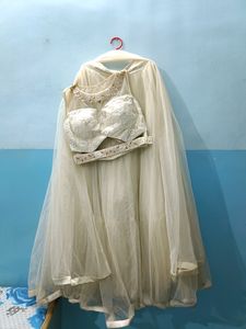 Cream Lehnga Choli Set (Price Drop)