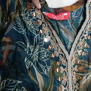 OSSM Brand Alia Neck Kurta- Size L , With Dupatta