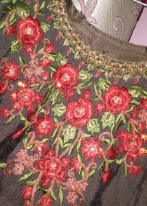 🌹 Rose Embroidered Ethnic Gown.