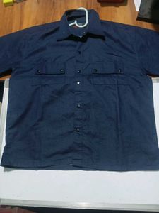 Men's Classic Navy Button-Down Casual Shirt