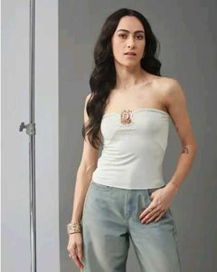 Strapless Cut-Out Swirl Metallic Detail Tube Top