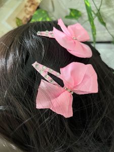 Pink Bow Clips