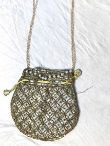 Sequin Beaded Drawstring Pouch