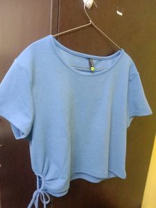 Crop Top Blue, Side Tighup, Xl/ Xxl