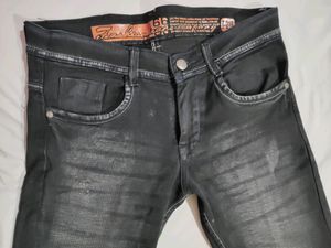 Dark Grey Regular Fit Distressed Jeans